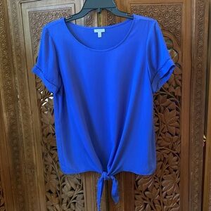 EUC - Talbots Indigo Tie Front Top
